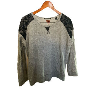 MAISON SCOTCH Heather grey long sleeve with lace